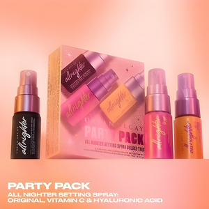 Urban Decay Set, All Nighter Setting Spray Deluxe Trio "Original + Vitamina C + Ácido Hialurónico" 15 ml c/u